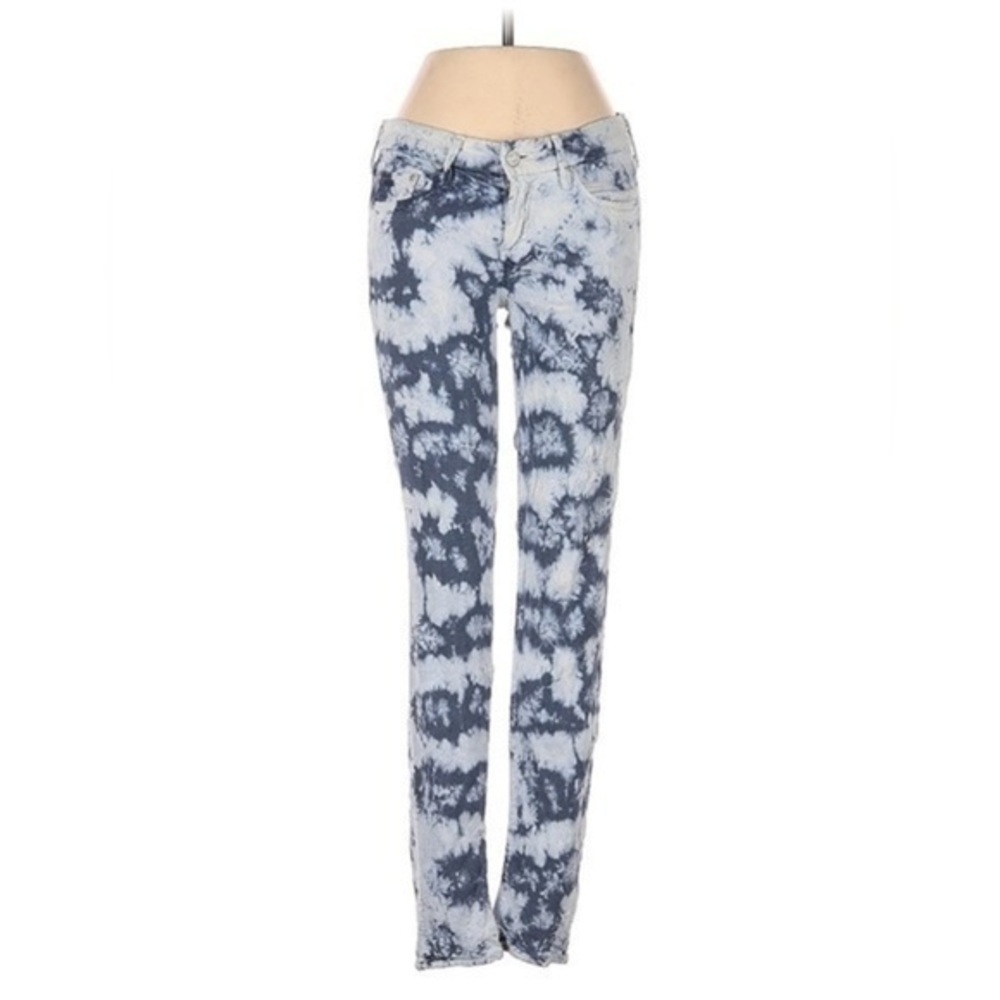MOTHER The Looker ICEBREAKER Blue & White Tie-Dye Skinny Jeans